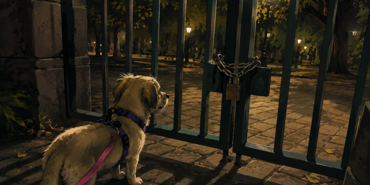 Tan porteño que duele: la dejaron encerrada en una plaza con su perrito
