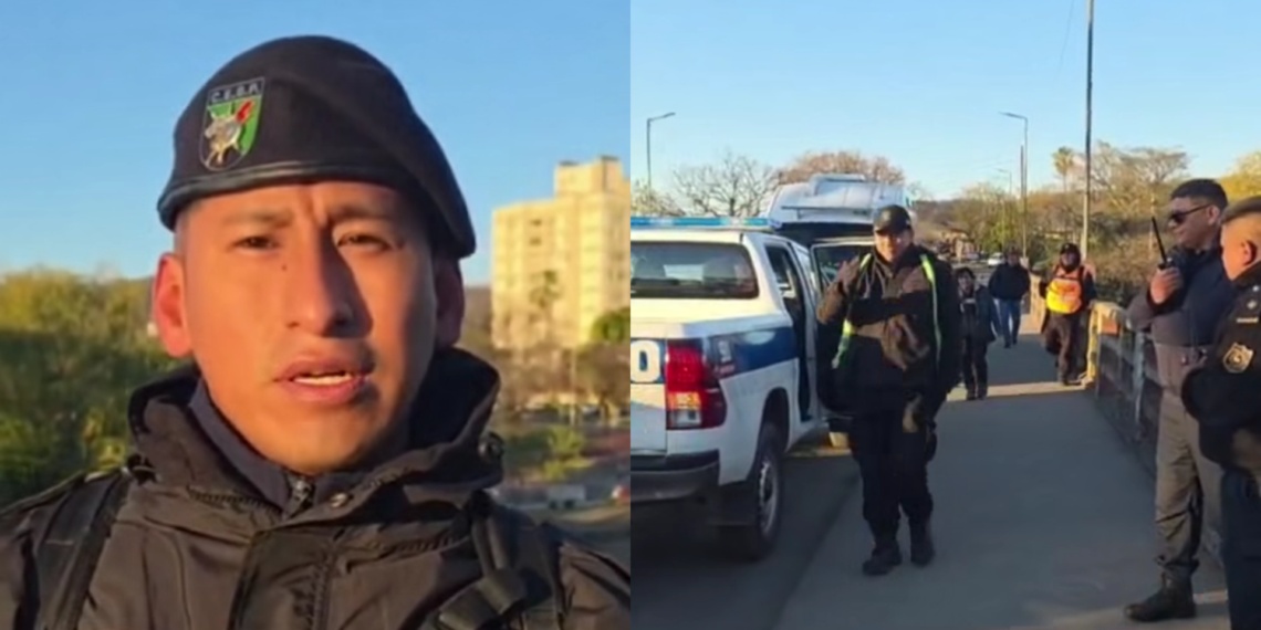 Destacan la rápida intervención de un policía fuera de servicio para contener a una persona en un puente de la capital